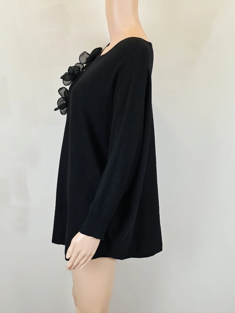 Vila Milano Black 3D Floral Applique Tunic Top